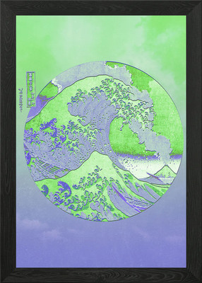 Große Welle Farbverlauf gerahmtes Wandbild Poster Leinwanddruck Bild