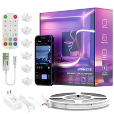 COB LED Strip Light,RGB Smart IC COB LED Strip Lights Music Sync Bluetooth wi...