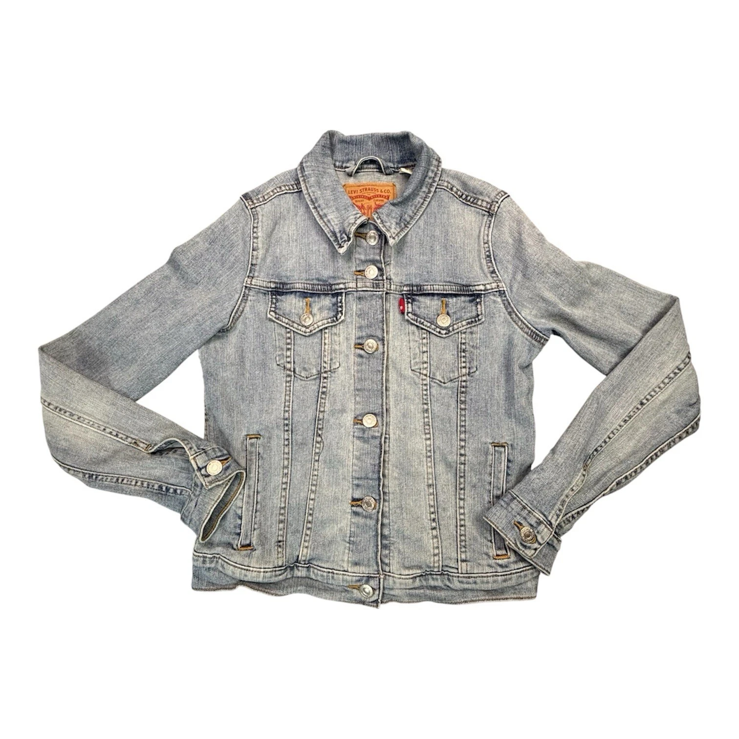 Levi's Original Trucker Jacket Womens Small Light Wash Denim Blue Jean PC9-29945