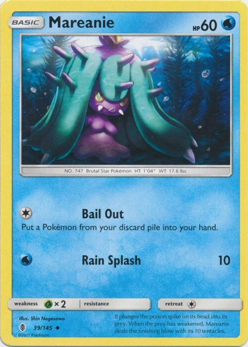 Pokemon MAREANIE SUN & MOON Guardians Rising 39/145 NM/Mint PACK FRESH