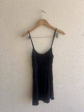 Forever 21 Women's Black Ribbed Knit Cami Short Dress Spaghetti Strap Scoop S