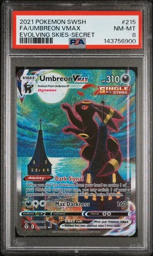2021 POKEMON SWORD & SHIELD EVOLVING SKIES SECRET FULL ART/UMBREON VMAX PSA 8