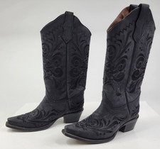 Circle G Ladies Black Filigree L5433 Western Cowgirl Size 6 M Boots Snip Toe
