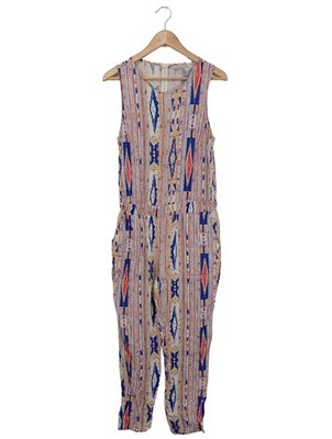 VERO MODA Langer Jumpsuit Damen Hose Gr. DE 40 wollweiß-blau-rot Casual-Look