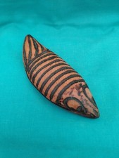Vintage Aboriginal Carved Burnt Pokerwork Wooden Totem Fish Figure Hand Carved