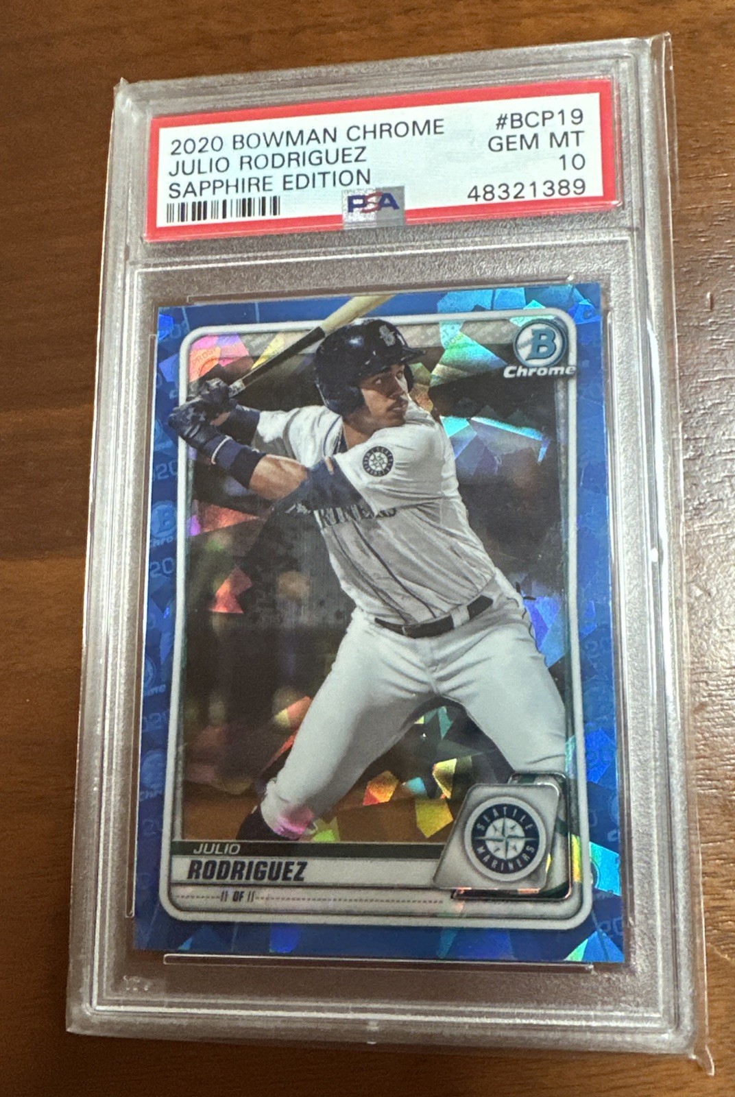 2020 Bowman Chrome Sapphire Julio Rodriguez #BCP-19 PSA 10 Mariners view 1