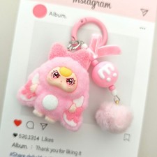 Cute Pink Plush Cartoon Doll Keychain Bag Charm Backpack Pendant Ornament Gift