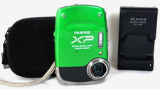 Fujifilm FinePix XP 14pm Waterproof SD XC Digital Camera Charger Battery SD Card