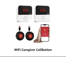 WiFi Smart Caregiver Pager - Wireless Alert System, 2 SOS Buttons, 2 Receiver...