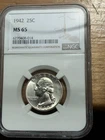 1942 Washington Quarter NGC MS65