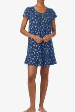 Lauren Ralph Lauren Short Sleeve V-Neck Gown L women's Pajama Navy Floral NWT