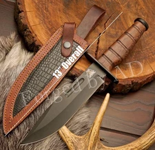 UBR CUSTOM HANDMADE HIGH CARBON STEEL HUNTING BOWIE KNIFE WITH LEATHER SHEATH 