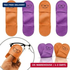 Finger Grip Eyeglass Cleaner 4 Pack - Premium Microfiber Glasses Cleaning Clot