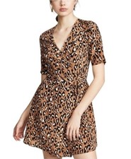 Diane von Furstenberg Savilla Wrap Dress in Silk Crepe de Chine Leopard Size 4