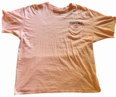 Mens Salt Life Peach Orange Short Sleeve T Shirt Floral Size x Large EUC