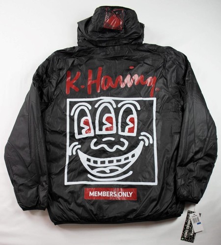 Members Only K Haring Mens Jacket L Reversible Puffer Quilted Hooded Insulated - Picture 13 of 16