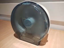 Jumbo Rollen Taschentuchspender weiß mit klarer blauer Front - inkl. Schlüssel & Befestigungen