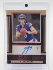 J.J. MCCARTHY 2024 PANINI ONE DAY ONE ROOKIE AUTO RED /49 #131 VIKINGS Q6438
