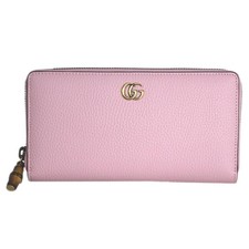 NEW Gucci Bamboo GG Pink Leather Zip Around Long Wallet 739499 AABXM 5823