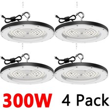 4 Pack 300W UFO LED High Bay Light Shop Lights Industrial Factory Warehouse Lamp