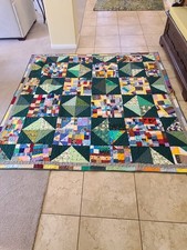 Handmade Scrap Patchwork Quilt Colorful 81" X 81" New