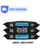 DUDE Wipes 3 Pack, 144 Flushable Wet Wipes Unscented