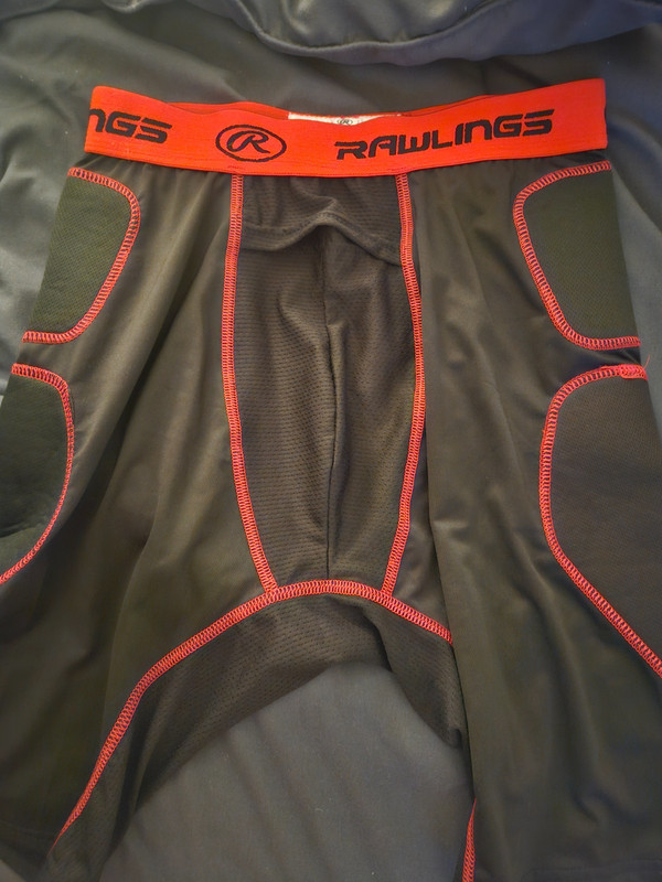 Jock Rawlings Men’s Size Large Black Red Padded Compression Sliding Shorts