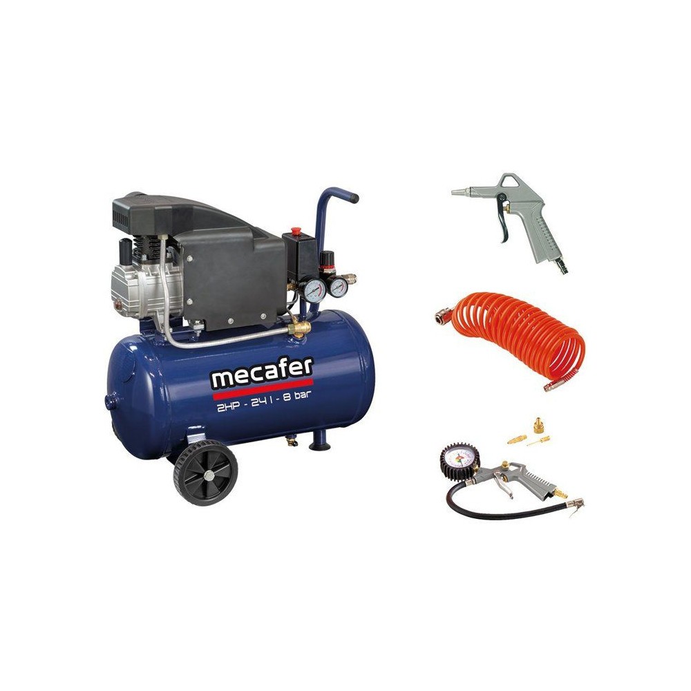 Compresseur d'air Mecafer 24L 2HP pour ateliers de bricolage
