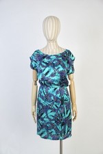 Versace Jeans Blue Dress Printed Logo & Floral Pattern, Turquoise Size 40