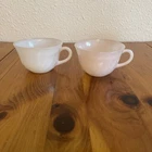 Fire King Oven Ware Vintage Pink Swirl Tea Cups Coffee Cups Set Of 2