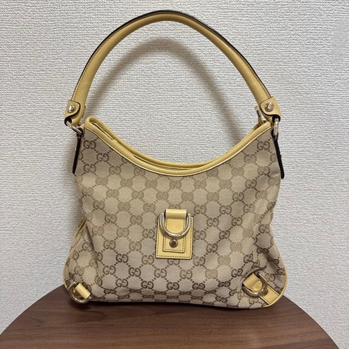 Gucci Handbag Abby GG Canvas Light Yellow Women's Pre-owned From Japan