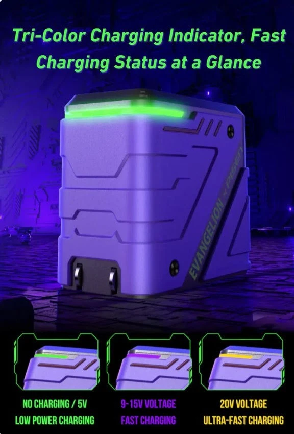 Cargador de pared PISEN x Evangelion Unit-01 edición limitada - 65W GaN Foto 2 de 4