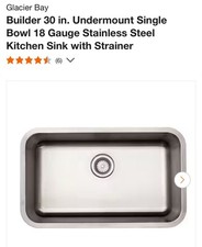 Glacier Bay All-in-1 Undermount Stainless Steel 30" Single Bowl Sink Kit New