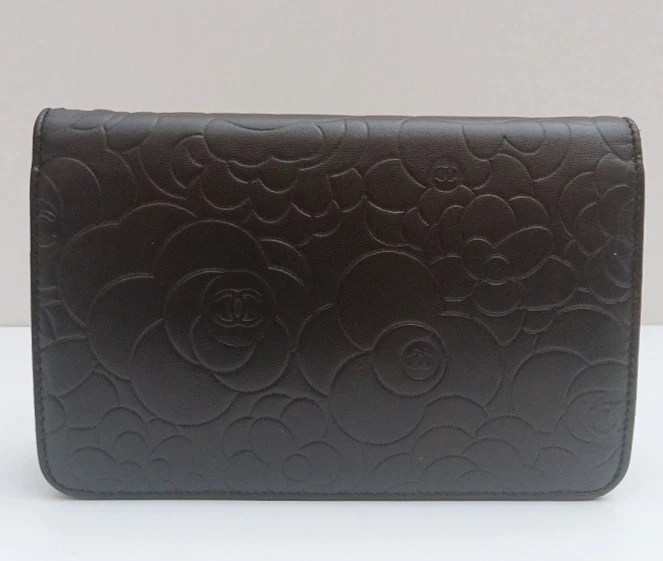 Chanel Camellia Series WOC Chain Shoulder Bag Crossbody Black Silver Women - Imagem 2 de 4