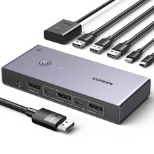 UGREEN Displayport KVM Switch 8K@60Hz, DP 1.4 mit 4 USB 3.0 Ports Unterstützt