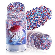 4th of July Face  Hair Glitter Stick 1.23 OZ Red White Blue Patriotic Makeup