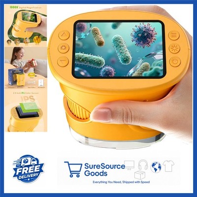 Kids Digital Microscope 1000X Magnification Eco-friendly ABS Plastic Yellow