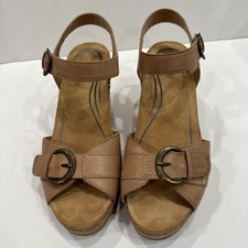 Aetrex Women's Tory Orthopedic Designed Beige Camel Open Toe Heels -7.5/8