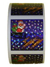 100 Christmas Sleigh Stickers in roll of 100 modules, Each Sticker 2.5", RPZ8023