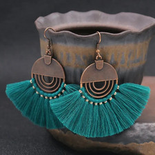 Fashion Vintage Boho Style Multicolor Cotton Thread Dangle Earrings For Women