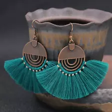 Fashion Vintage Boho Style Multicolor Cotton Thread Dangle Earrings For Women