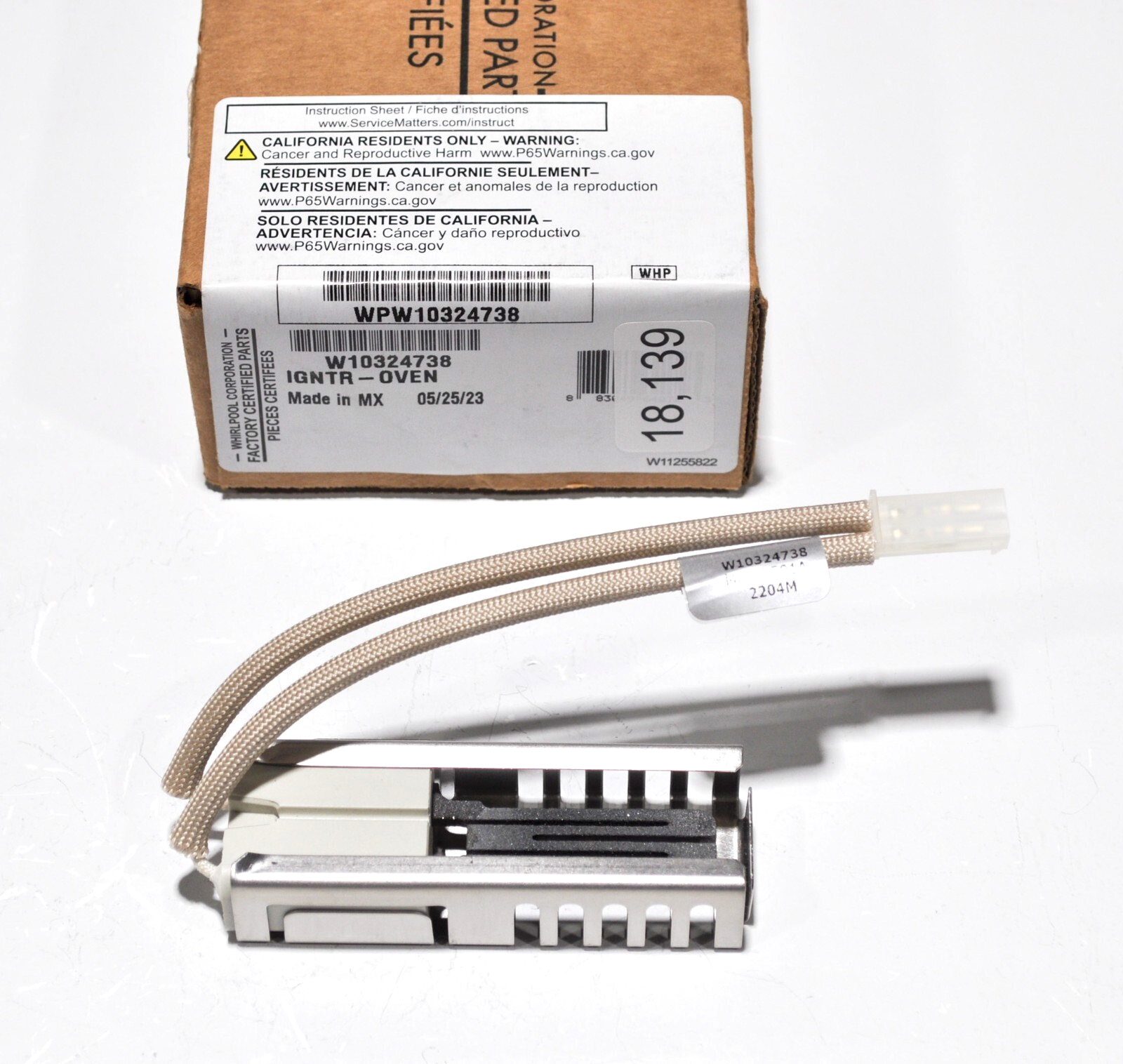 Whirlpool W10324738 501A Range Oven Stove Igniter Replacement Part-image