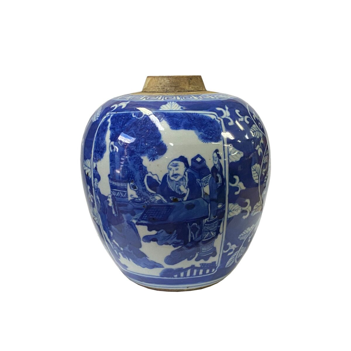 Oriental Handpaint People Theme Small Blue White Porcelain Ginger Jar ws2313S Oriental Handpaint People Theme Small Blue White Porcelain Ginger Jar ws2313S