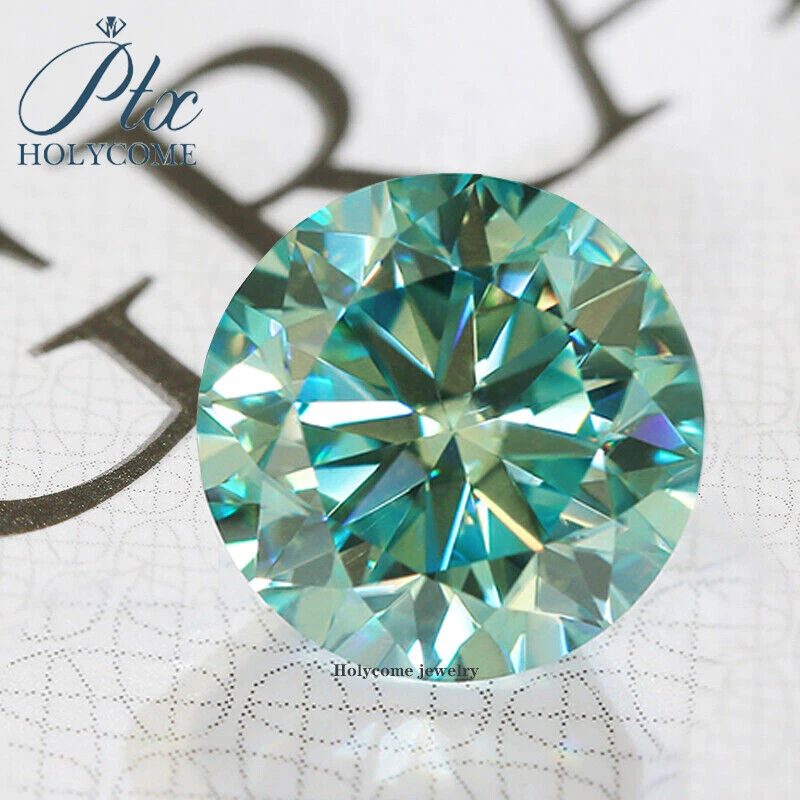 Aqua Blue Natural Color Round Cut Moissanite VVS1 GRA Certificate Loose Gemstone - Image 2 of 4