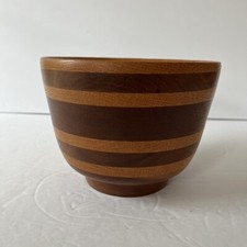 Hand Turned Wooden Bowl   6in round  3 1/2 in bottom