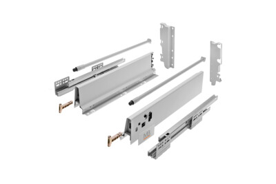 Soft Close Küchenschublade Box Seiten Kufen Modern Unterputz System Grau Oberfläche