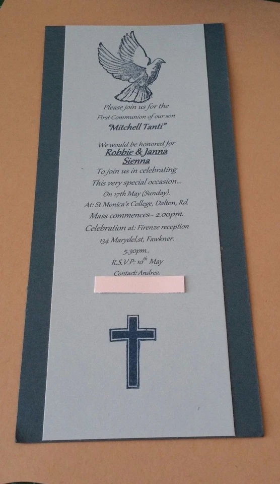 Handmade Custom personalised Boys confirmation Communion invitations - Image 2 of 2