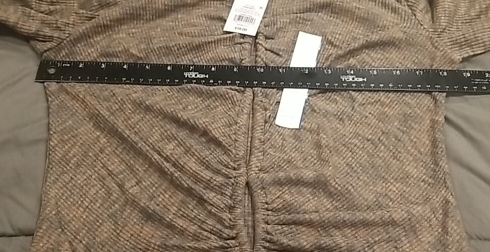 Wild Fable Shirt Womens Large Brown Gray Crop Keyhole Front Tie Long Sleeve