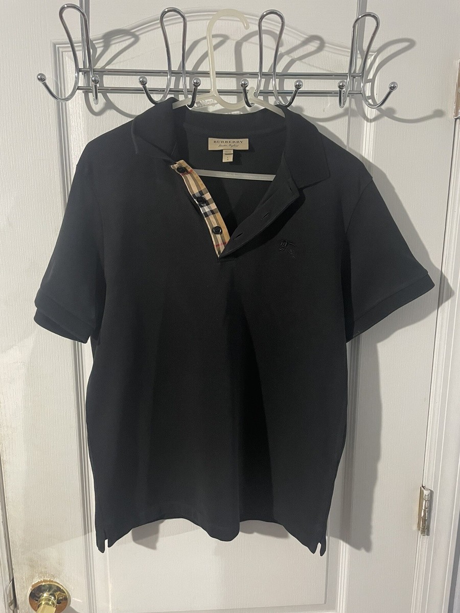 Black Short Sleeve Burberry Shirt On Bed Cotton Shirt Mens