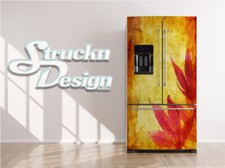 Floral Flower Red Corner Vintage Fridge Freezer Wrap Side Door Vinyl Decal